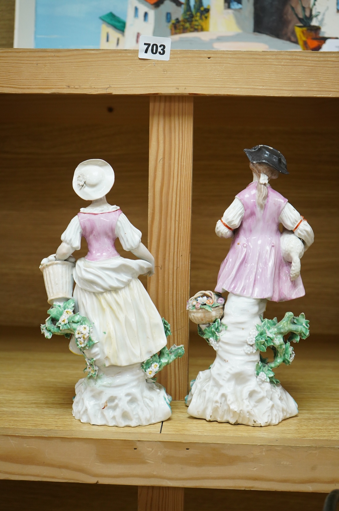 A Derby figure of a gentleman, c.1760, and a Continental porcelain figure, pseudo Bow mark, tallest 26cm high (2)